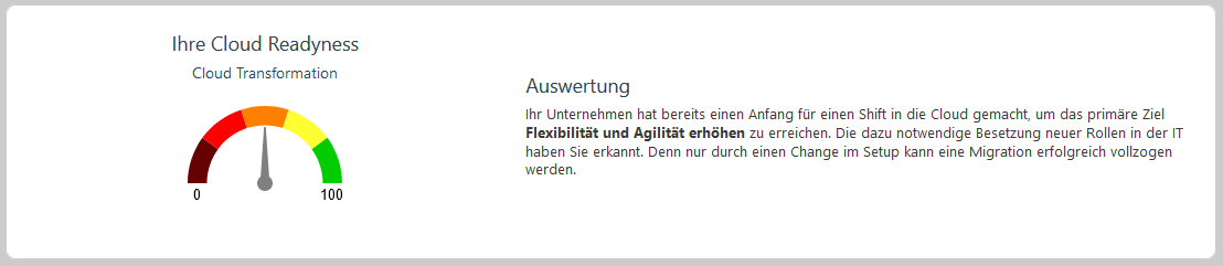 Cloud Transformation Evaluator Ergebnis